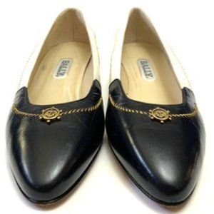 Bally Nautical  Wedge Heel/White and Navy Leather